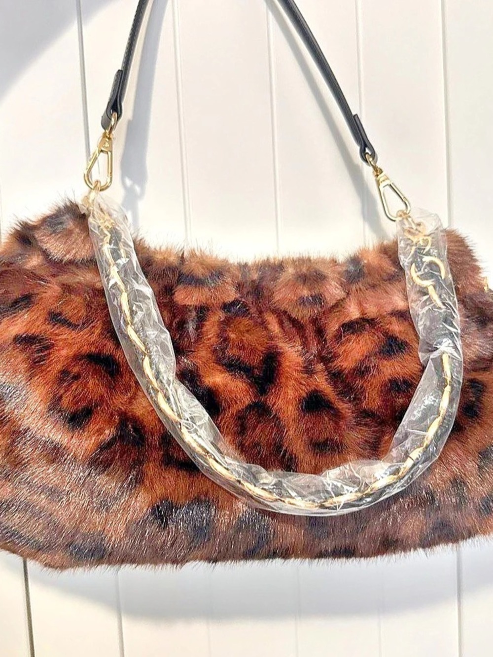 NWT BCBGeneration Cheetah Print Faux Fur Shoulder Bag